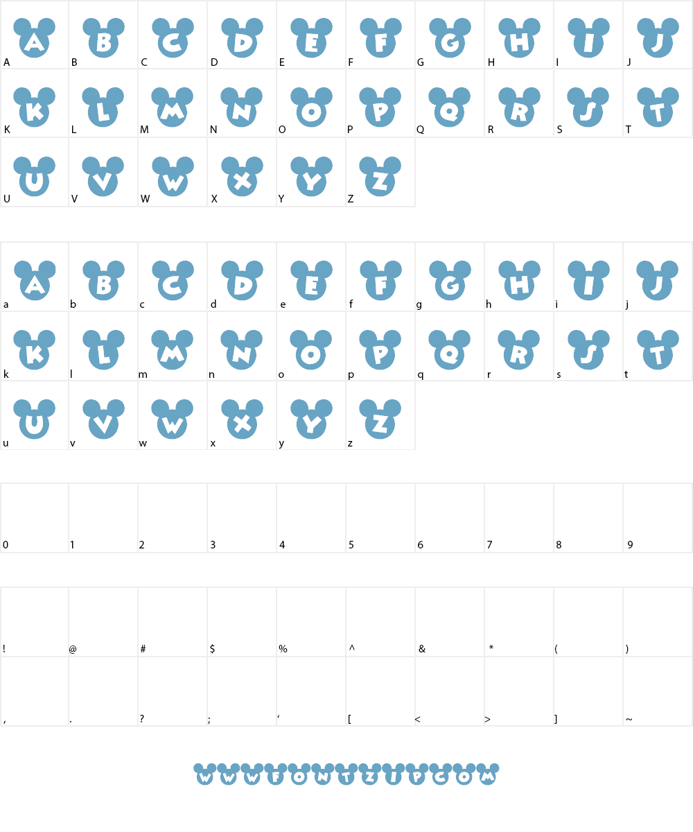 Mickey Ears Font Character